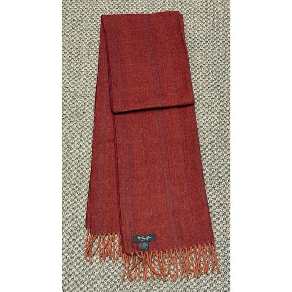 Loro Piana | 100% Cashmere Scarf | Burnt Orange Pinstripe - Picture 2 of 7